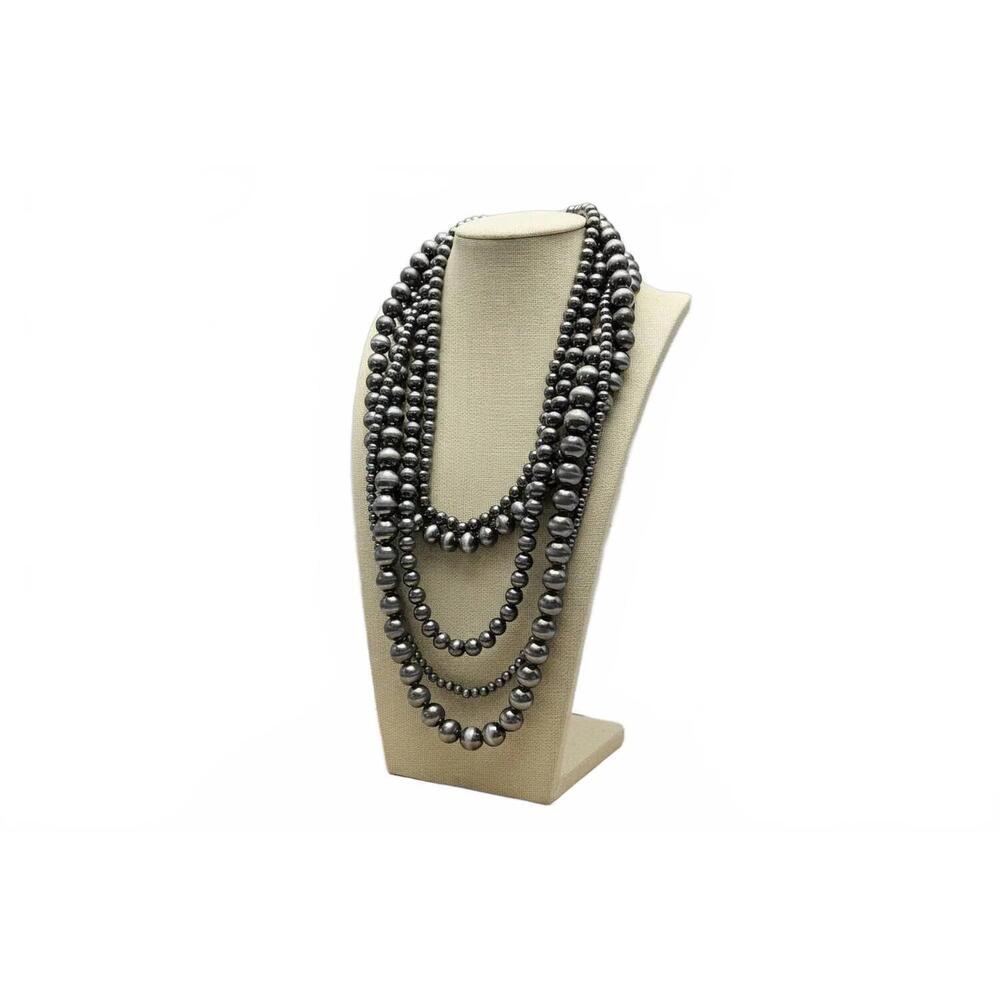 NEW BLUE TORTOISE women's western statement 5-strand faux sterling pearl necklac